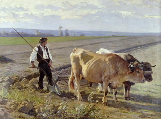 The Furrow, 1897 (oil on canvas) à Edouard Debat-Ponsan