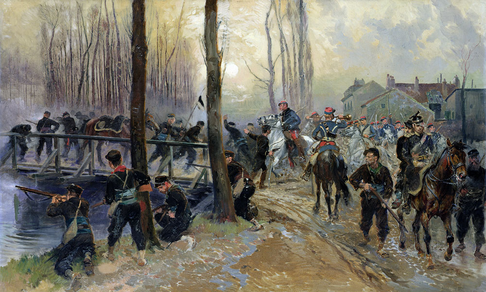 Ambush near a Bridge Defended by Troops, Early Morning à Edouard Detaille