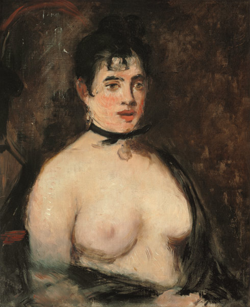 Brunette with bare breasts à Edouard Manet