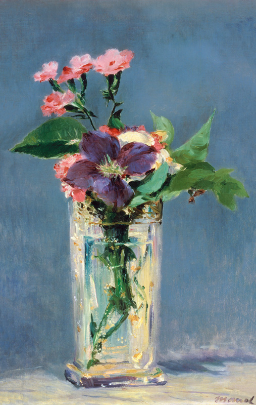 Clematis dans un vase en cristal à Edouard Manet