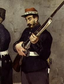 La chasse empereur Maximilien de Mexico en 1867. Détail : Soldat avec le fusil à Edouard Manet