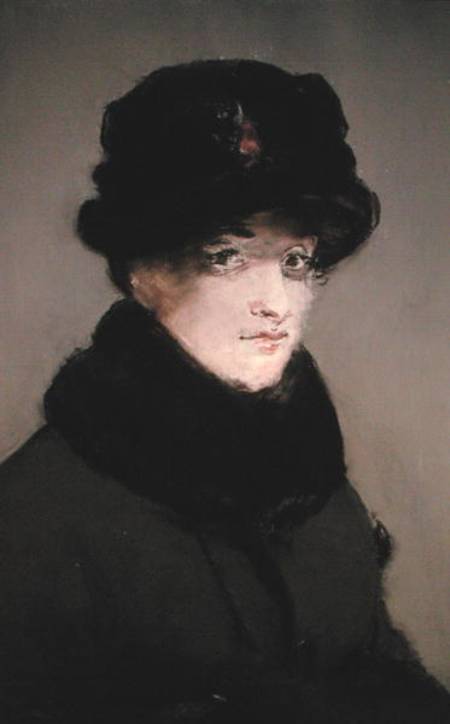 Mery Laurent (1849-1900) Wearing a Fur-Collared Cardigan à Edouard Manet