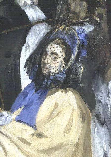 Music in the Tuileries Gardens, detail of a veiled woman à Edouard Manet
