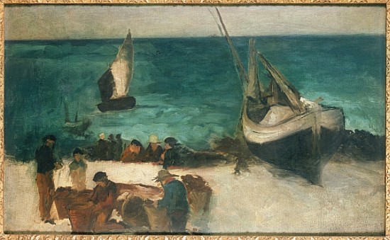 Seascape at Berck, Fishing Boats and Fishermen, 1872-73 à Edouard Manet