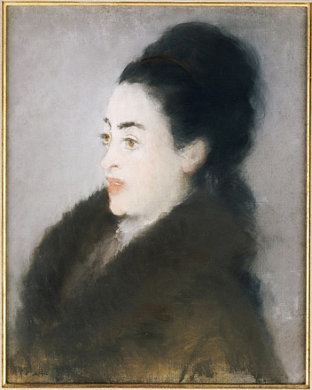 Woman in a Fur Coat in Profile, 1879 (oil & pastel on canvas) à Edouard Manet