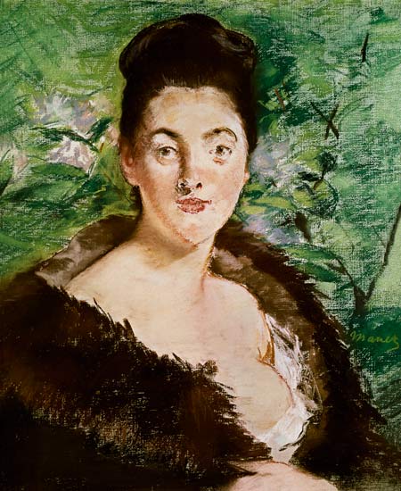 Woman in a fur coat (pastel) à Edouard Manet