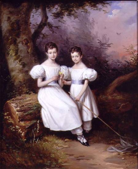 Portrait of Two Children à Edouard Pingret