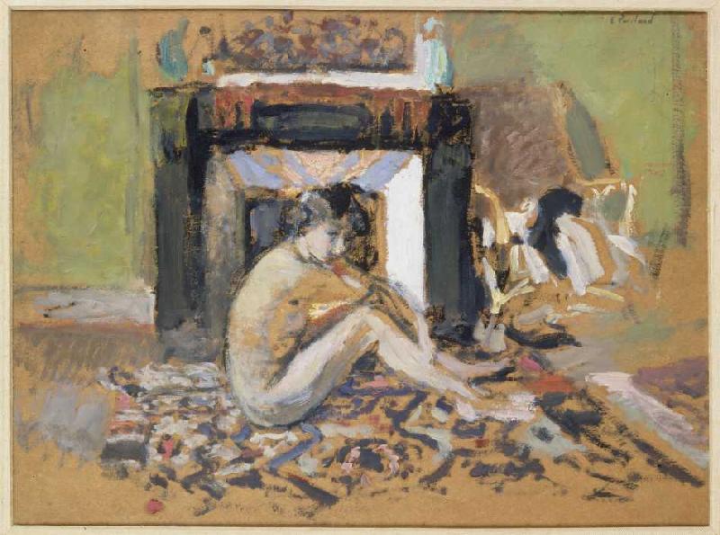 nu féminin devant cheminée à Edouard Vuillard