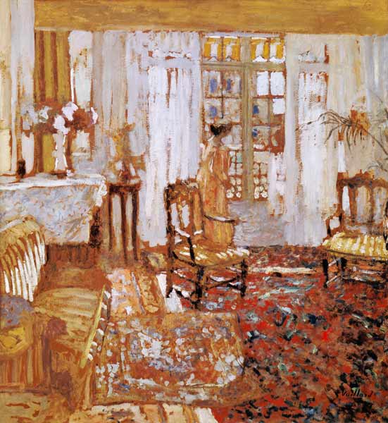Interior with a Woman in Yellow in Front of a Window (oil on canvas)  à Edouard Vuillard