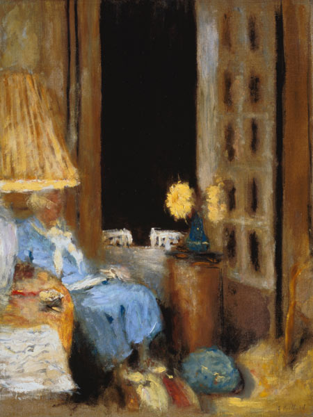 Madame Hessel, lisant devant la fenêtre en soirée à Edouard Vuillard