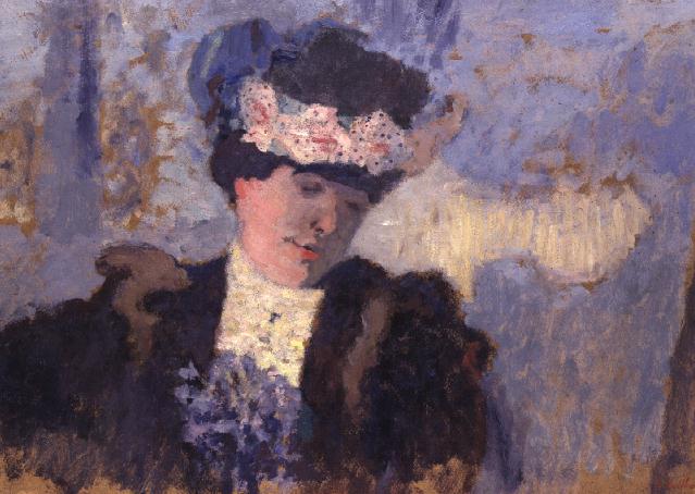 Madame Hessel wearing a Hat decorated with Flowers, c.1905  à Edouard Vuillard