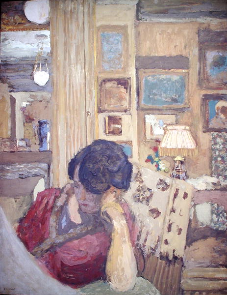 Mme Hessel seated in front of a glassed armoire, 1906 (oil on canvas)  à Edouard Vuillard