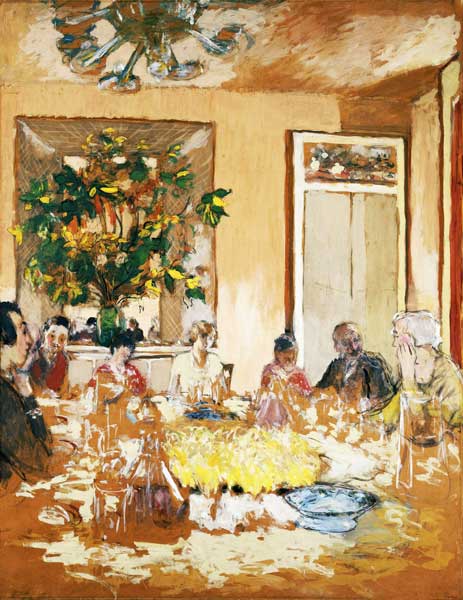 The Dining Room at Chateau de Clayes, 1938 (distemper and charcoal on paper)  à Edouard Vuillard