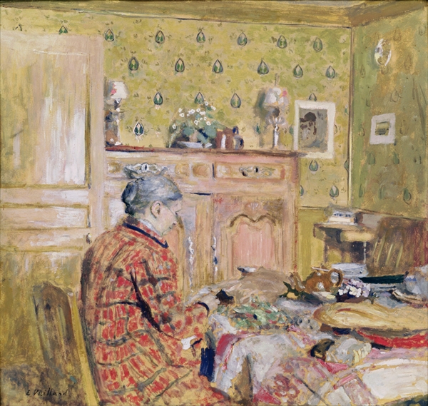 The Artist''s Mother Taking Breakfast, 1899-1904 (oil on card)  à Edouard Vuillard