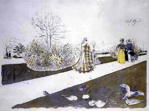 The Garden of the Tuilleries (pencil and w/c on paper)  à Edouard Vuillard