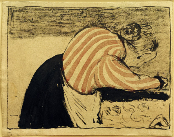 Vieille femme se penchant sur la à Edouard Vuillard