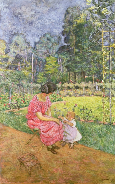 Woman and Child in a Garden  à Edouard Vuillard