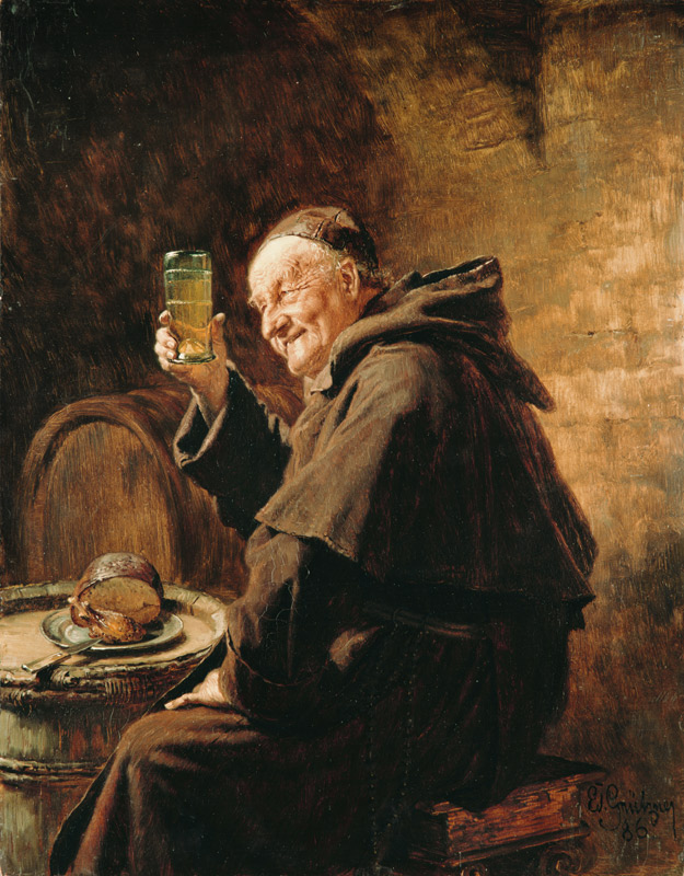 Mönch bei der Weinprobe. à Eduard Grützner