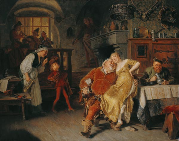 Falstaff dans la taverne "la tête de porc sauvage" (de Henri IV.) à Eduard Grützner