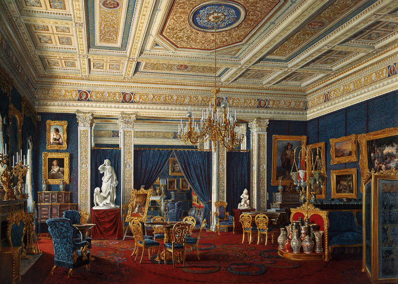 Blue Drawing-Room in the Mariinsky Palace in Saint Petersburg à Eduard Hau