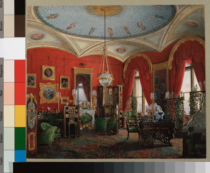 The Study of Empress Alexandra Fyodorovna in the Winter Palace à Eduard Hau