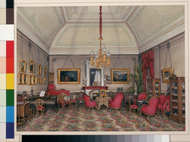 Interiors of the Winter Palace. The Fifth Reserved Apartment. The Drawing-Room of Grand Princess Mar à Eduard Hau