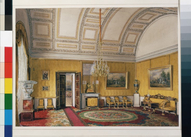 Interiors of the Winter Palace. The First Reserved Apartment. The Yellow Salon of Grand Princess Mar à Eduard Hau