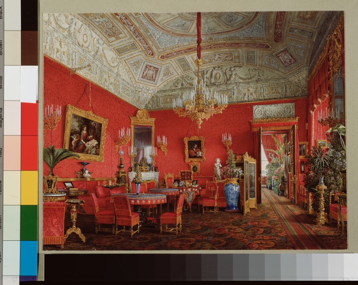 Interiors of the Winter Palace. The Large Drawing Room of Empress Alexandra Fyodorovna à Eduard Hau