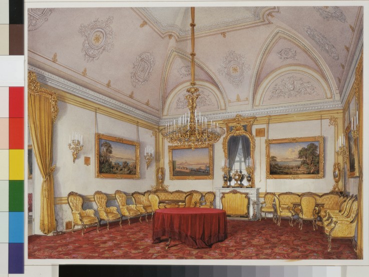Interiors of the Winter Palace. The Third Reserved Apartment. The Drawing Room à Eduard Hau