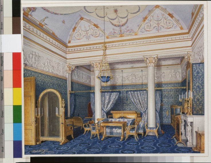 Interiors of the Winter Palace. The Bedchamber of Empress Alexandra Fyodorovna à Eduard Hau