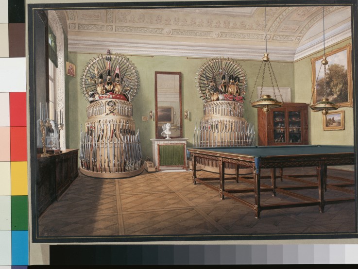 Interiors of the Winter Palace. The Billiard Room of Emperor Alexander II à Eduard Hau