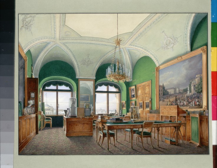 Interiors of the Winter Palace. The Large Study of Emperor Nicholas I à Eduard Hau