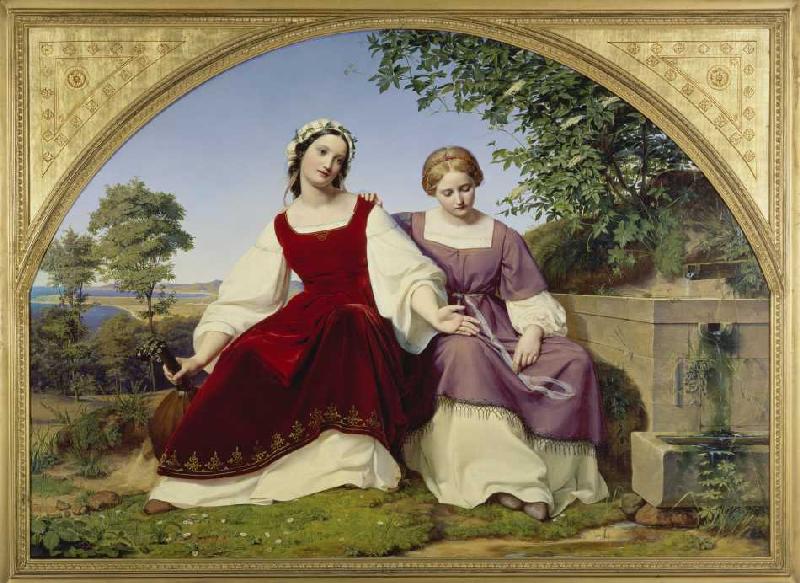 Die zwei Mädchen am Brunnen à Eduard Julius Friedrich Bendemann