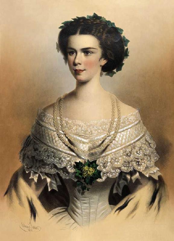 Portrait der jungen Kaiserin Elisabeth von Österreich à Eduard Kaiser