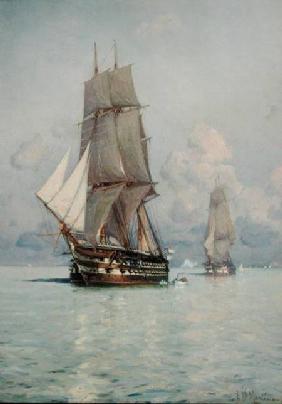 A Squadron o Sail Coming to Anchor
