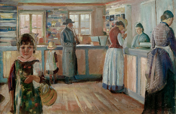 In the Village Shop in Vrengen à Edvard Munch