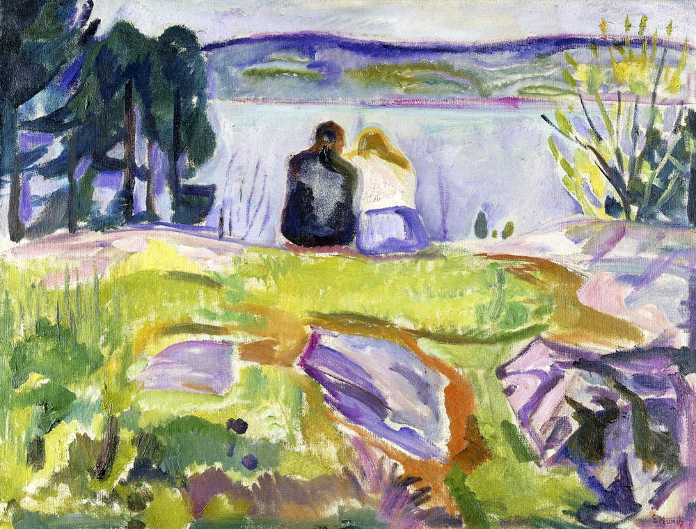 Frühling (Liebespaar am Ufer) à Edvard Munch