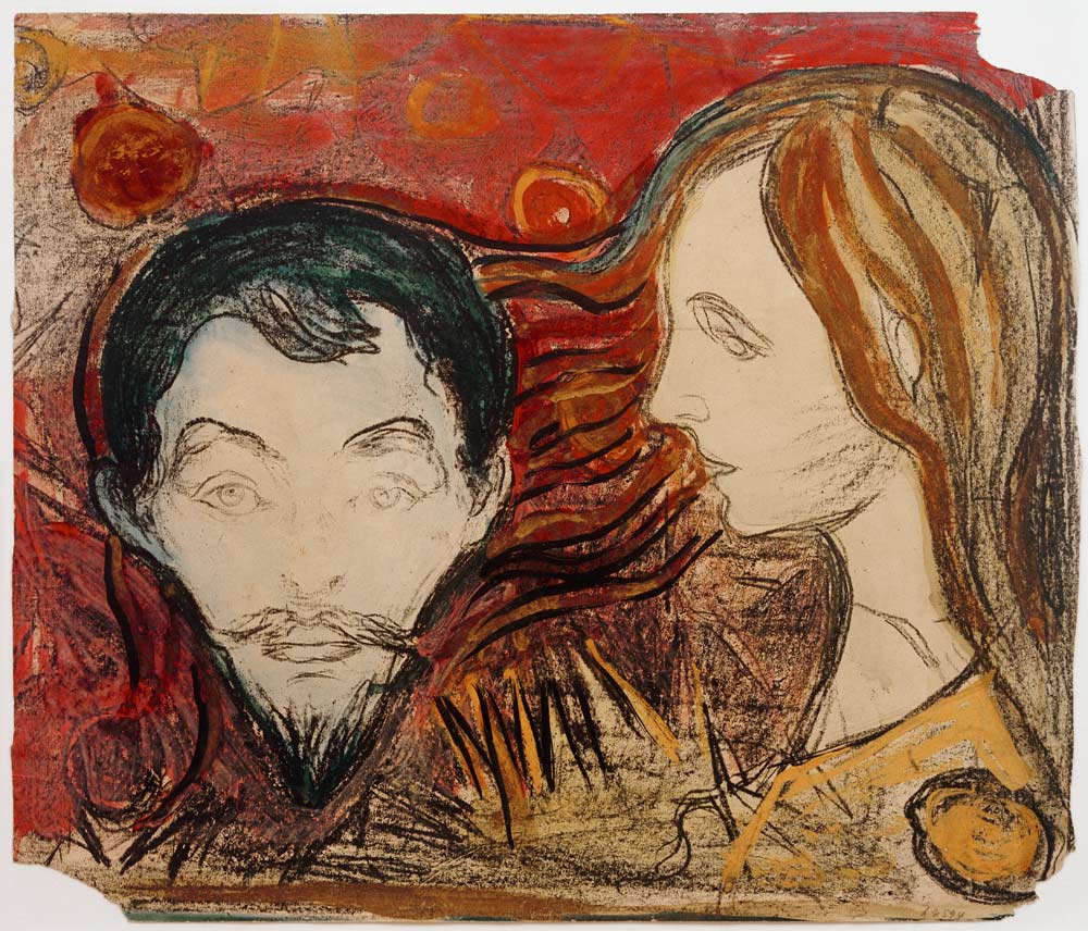 Male Head in Woman's Hair à Edvard Munch