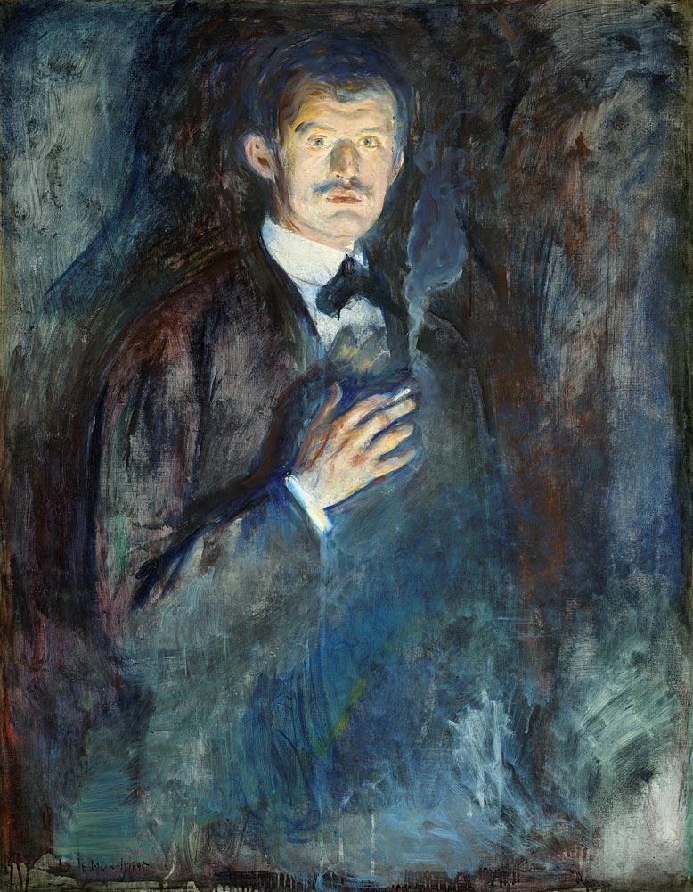 Self portrait with cigarette à Edvard Munch