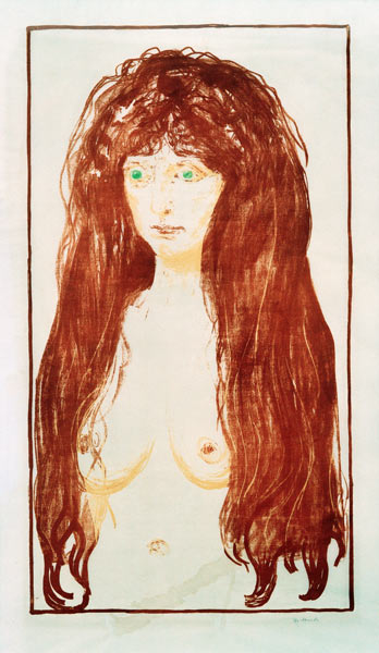 Sin, Female Nude with Red Hair and Green Eyes à Edvard Munch
