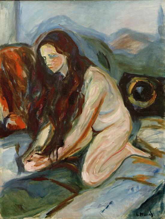 Nude kneeling à Edvard Munch
