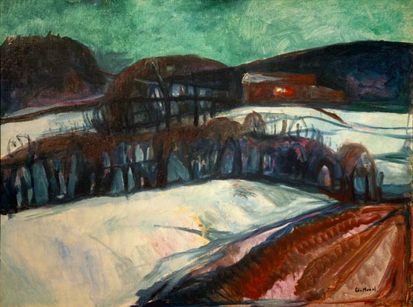 Das rote Haus im Schnee (Nächtliche Schneelandschaft) à Edvard Munch