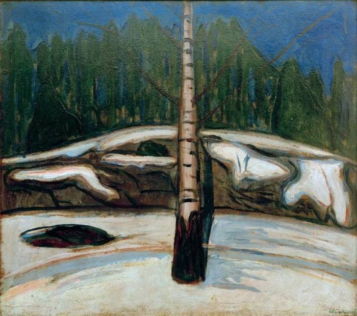 Birch in snow à Edvard Munch