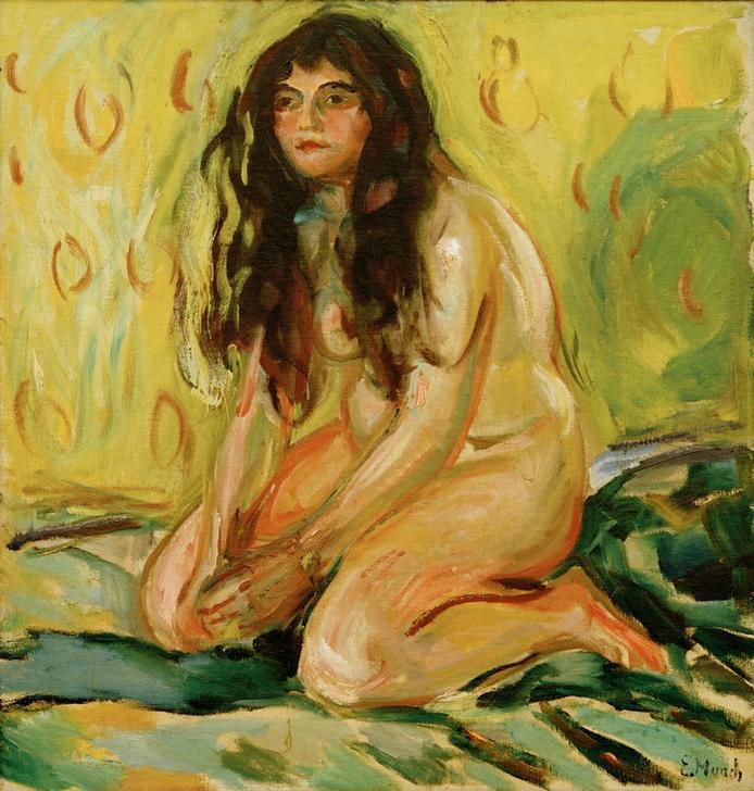 Nude kneeling à Edvard Munch