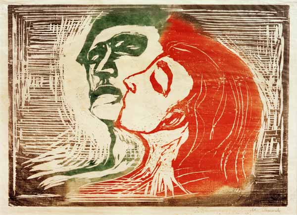 Kopf bei Kopf (Mann und Weib, sich küssend) à Edvard Munch