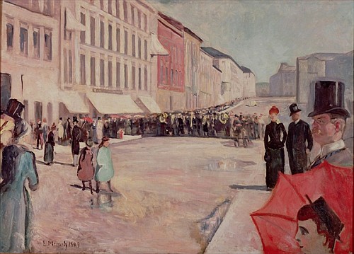 Military Band on Karl-Johann Street à Edvard Munch