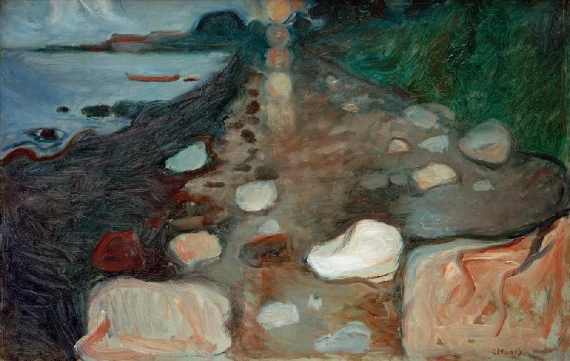 Moonlight on the beach à Edvard Munch