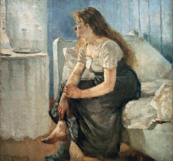 Morning (Girl sitting on bed) à Edvard Munch