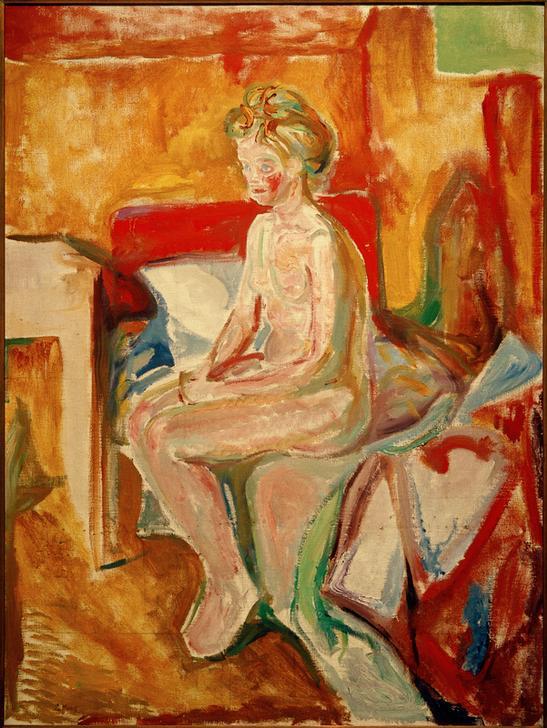 Nude Sitting on the Edge of the Bed à Edvard Munch