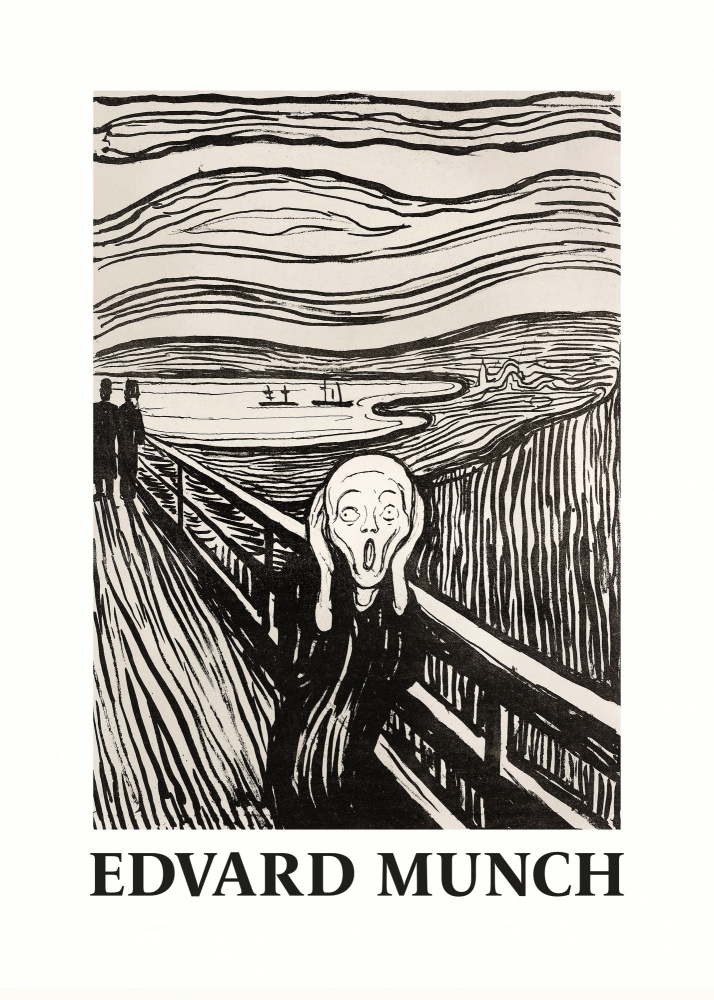 Skriet- The Scream - Monochrome Version à Edvard Munch